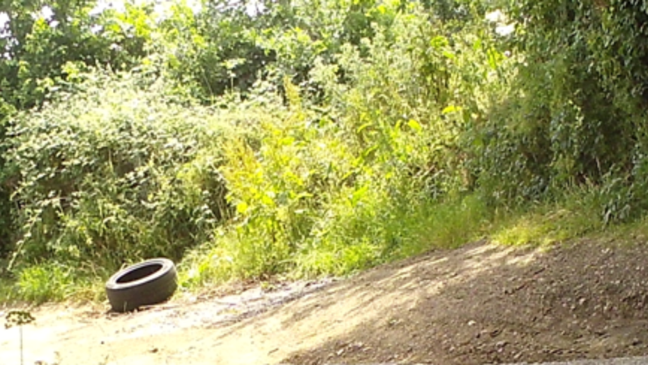Fly-tipped tyre