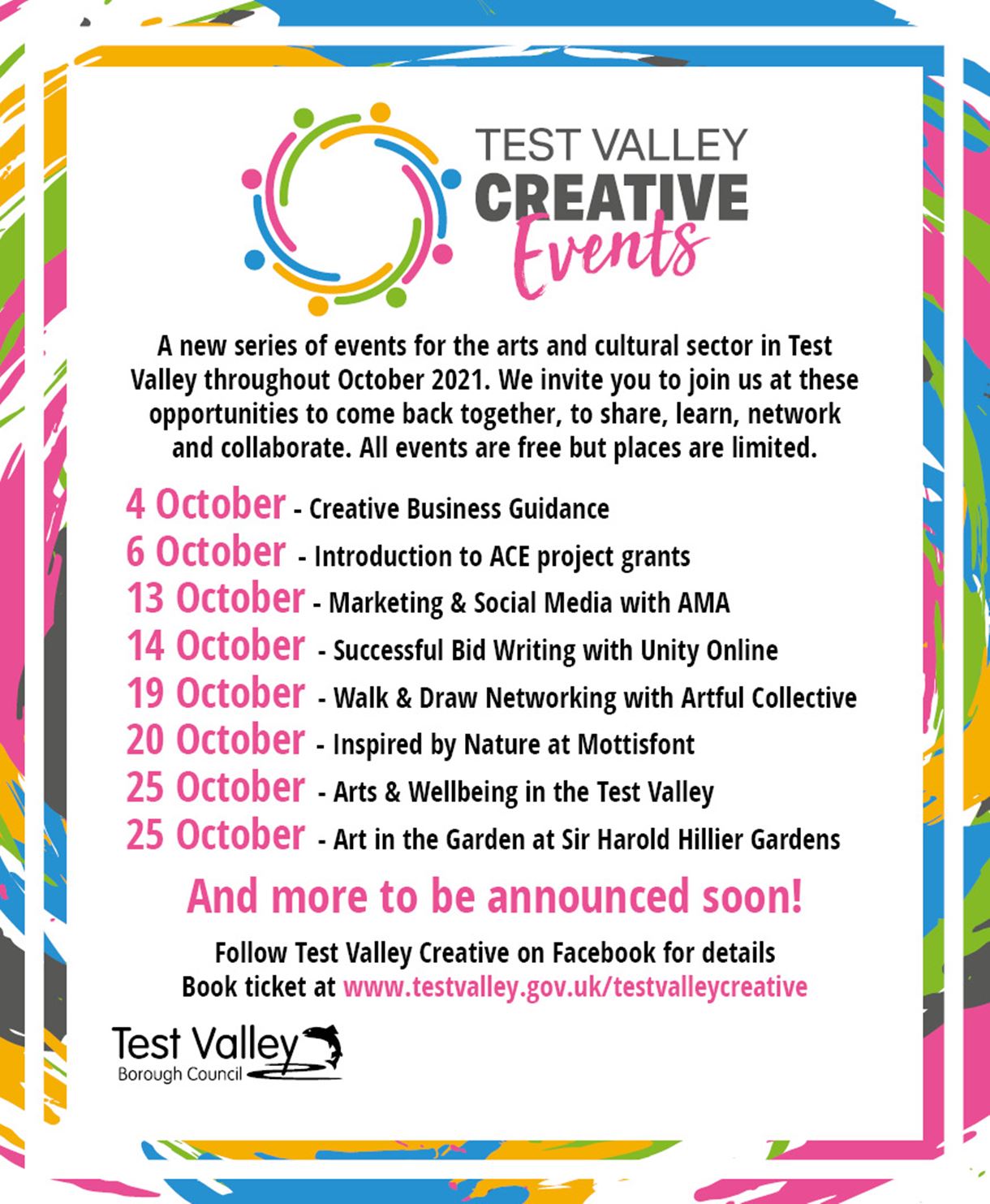 Test Valley Creative Events poster 2021