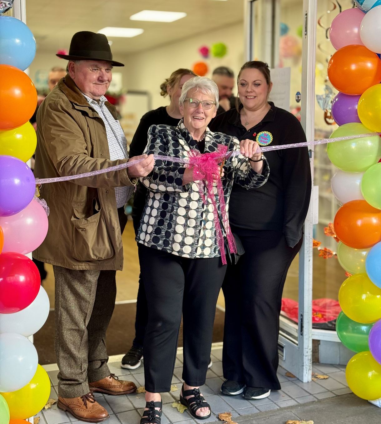 Cllrs Andersen and Budzynski at the ribbon cutting with owners Laurien and Ashlyn
