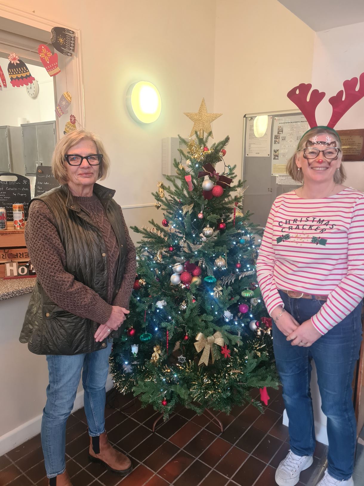 Councillor Alison Johnson with Tara Madgwick, secretary of Lockerley & East Dean Memorial Hall, at the Christmas Fayre.