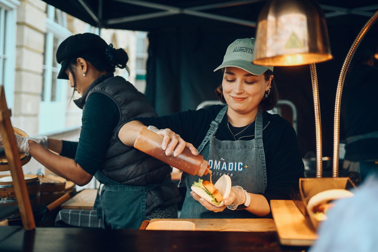Food stall at Second Sundays market